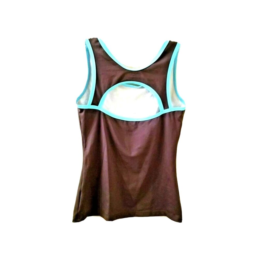 ANATOMIE Athletic Set Tank Capri Leggings Sz Small Brown Turquoise Trim Yoga - Picture 4 of 9